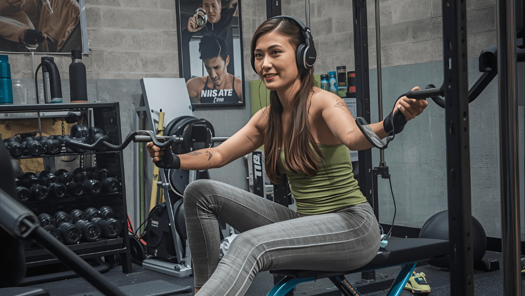 A vibrant scene of fitness enthusiasts enjoying a virtual reality (VR) workout. In the foreground, a group of people in activewear engaged in high-intensity exercises, their movements mirroring the dynamic actions on a large VR screen. The middle ground features a sleek, modern VR treadmill, its design seamlessly blending form and function. In the background, a minimalist, well-lit fitness studio with floor-to-ceiling windows, allowing natural light to flood the space and create a sense of openness and energy. The overall atmosphere is one of fun, excitement, and a sense of personal empowerment, as the participants immerse themselves in a gamified fitness experience.