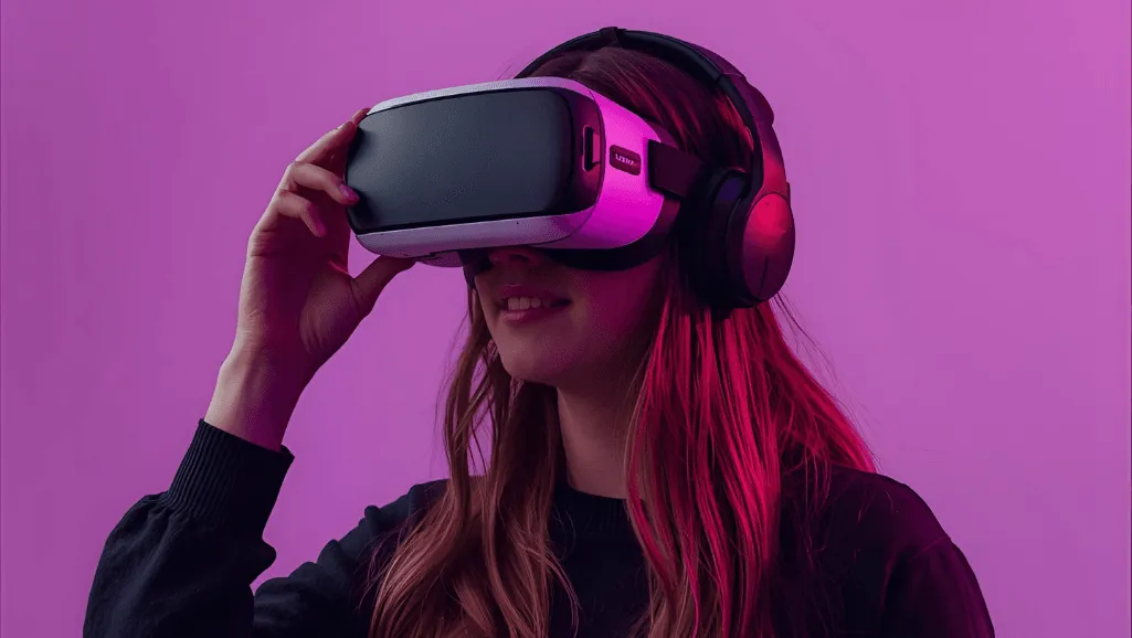 A person wearing a virtual reality headset, immersed in a digital world, with a smartphone or tablet held in their hands, seamlessly streaming content wirelessly. The scene is set in a modern, minimalist interior, with natural lighting filtering through large windows. The user is seated comfortably, showcasing the portability and convenience of remote VR streaming. The atmosphere is one of tranquility and focus, highlighting the ability to access virtual experiences from the comfort of one's own space.